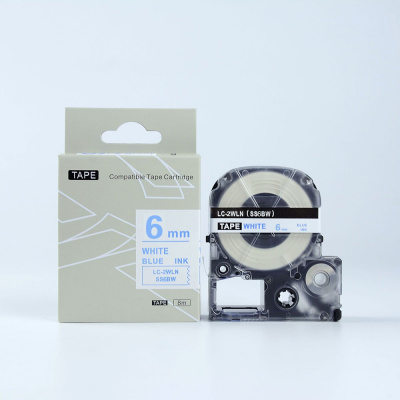 Epson LK-2WLN, SS6BW, 6mm x 9m, blue text / white tape, compatible tape
