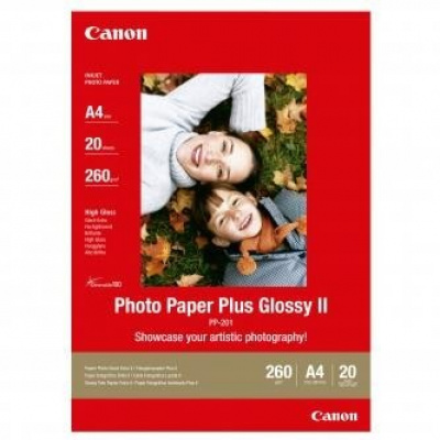 Canon Photo Paper Plus Glossy PP-201 2311B019, 260 g/m2, A4, 20pcs, glossy, inkjet, white, photo paper
