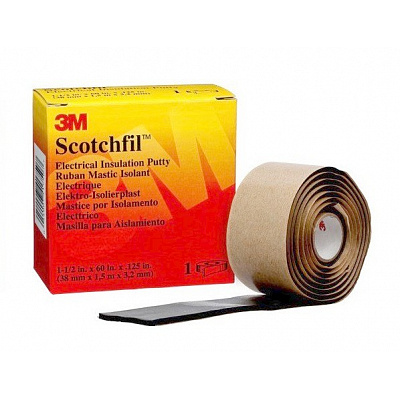 3M Scotchfil Electrical Insulating Putty Tape, black, thickness 3.1 mm, 38 mm x 1.5 m