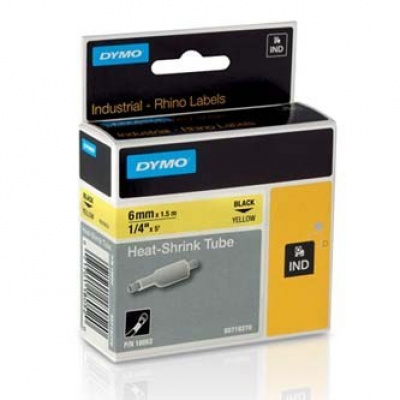 Dymo Rhino 18052, S0718270, 6mm x 1,5m black text / yellow tape, original tape