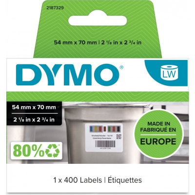 Dymo 2187329, 54mm x 70mm, 400pcs, white removable food control labels