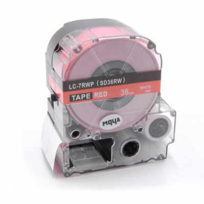 Epson LK-7RWP, SD36RW, 36mm x 9m, white text / red tape, compatible tape