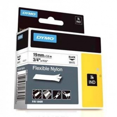 Dymo Rhino 18489, 19mm x 3.5m, black text/white tape, original tape