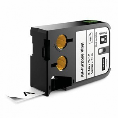 Dymo 1868752, 19mm x 7m, black text/white tape, original tape