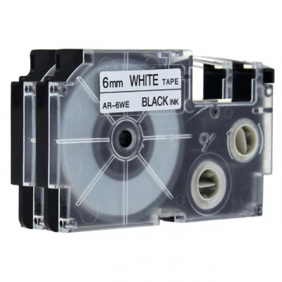 Casio XR-6WE, 6mm x 8m black / white, compatible tape