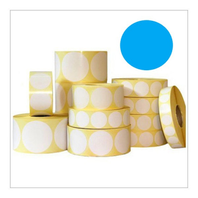 Self-adhesive labels rounded 35 mm, 1000 pcs, blue paper for TTR, roll