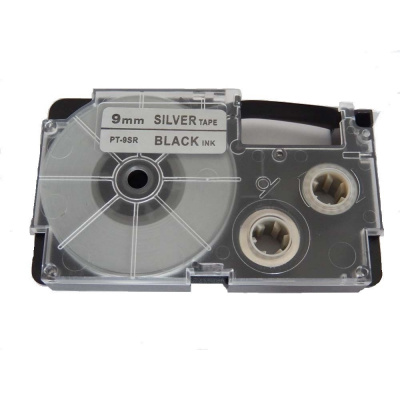 Casio XR-9SR1 9mm x 8m black / silver, compatible tape