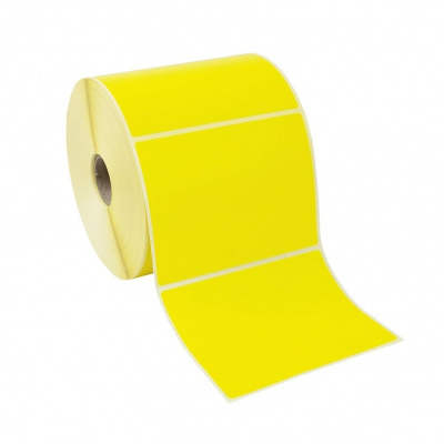 Self-adhesive labels 100x150 mm, 350 pcs, yellow paper for TTR, roll
