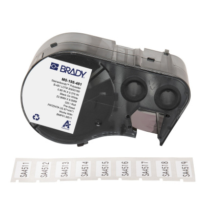 Brady M5-195-481 / 170885, 25.40 mm, Polyester, black text / white tape
