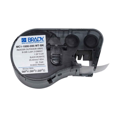 Brady MC1-1000-595-WT-BK / 131582, slef-adhesive tape 25.40 mm x 7.62 m