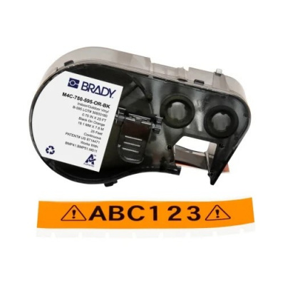 Brady M4C-750-595-OR-BK / 170828, 19.05 mm x 7.62 m, Vinyl, black text / orange tape