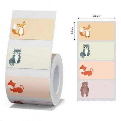 Niimbot A2A28431502, 40x20mm, 320pcs, Animals, colorful self-adhesive labels