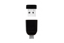 VERBATIM Flash Drive 16GB Store 'n' Stay NANO + micro USB OTG adapter, USB 2.0, black