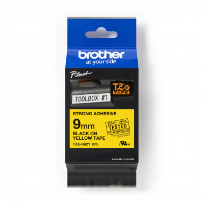 Brother TZ-S621 / TZe-S621 Pro Tape, 9mm x 8m, black text/yellow tape, original tape