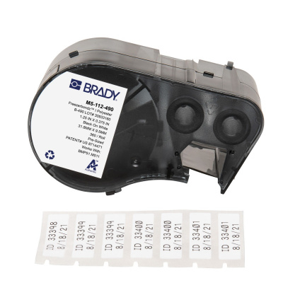 Brady M5-112-490 / 170889, 31.75 mm, Polyester, black text / white tape