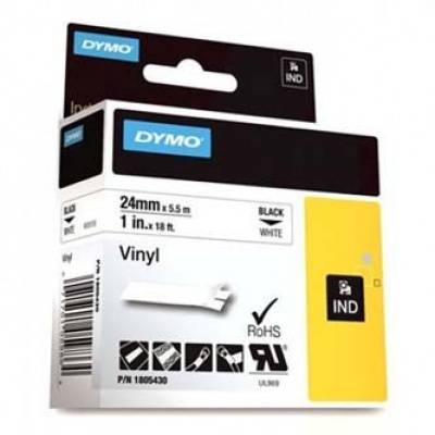 Dymo Rhino 1805430, 24mm x 5,5m, black text/white tape, original tape