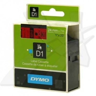 Dymo D1 53717, S0720970, 24mm x 7m black text / red tape, original tape