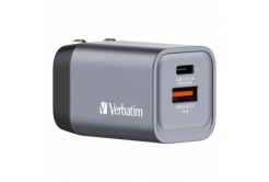Verbatim GaN 32200, travel mains charger, USB 3.0, USB C, grey, 35 W, interchangeable forks C,G,A