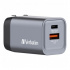 Verbatim GaN 32200, travel mains charger, USB 3.0, USB C, grey, 35 W, interchangeable forks C,G,A