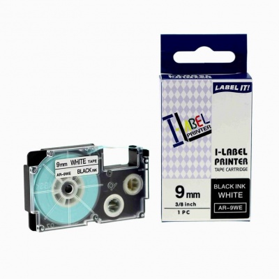 Casio XR-9WE1, 9mm x 8m black / white, compatible tape
