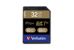VERBATIM SDHC karta 32GB PRO+ Class 10, UHS-1 (R:90/W:80 MB/s)