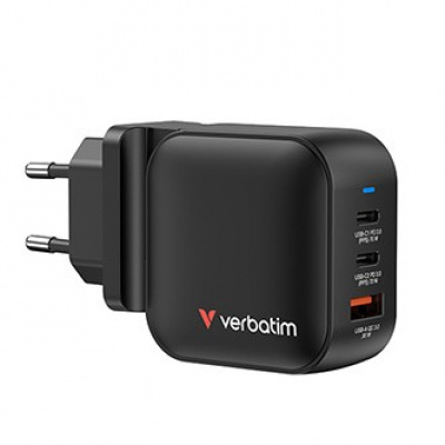 Verbatim GaN 32229, travel mains charger, USB 3.0, USB C, grey, 70W, interchangeable forks C,G,A