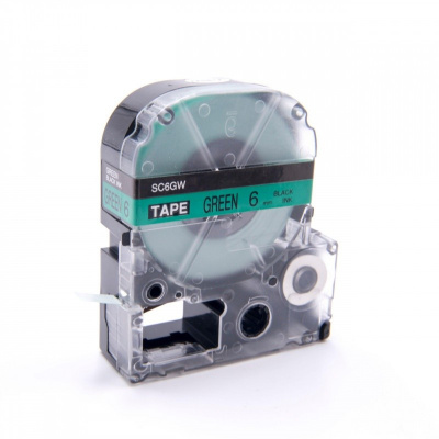 Epson LK-2GBP, SC6GW, 6mm x 9m, black text / green tape, compatible tape