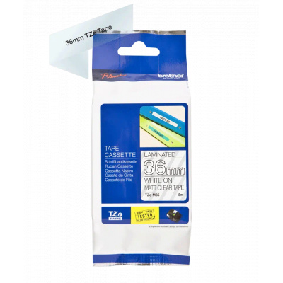 Brother TZe-M65, 36mm x 8m, white text/translucent matt tape, original tape
