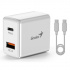Genius 20W Power Adapter, 2 ports, USB-C, USB-A, PD-20ACP