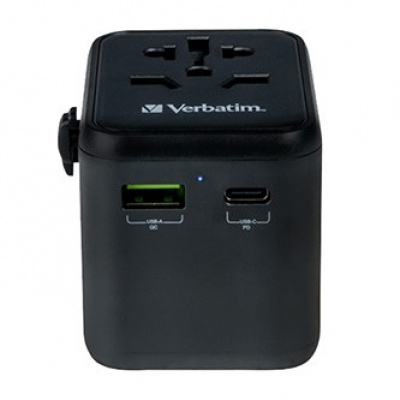 Verbatim World-to-World UTA-02 49544 Travel universal adapter, USB-A, USB-C, 20 W, black