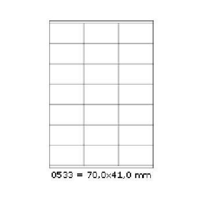 Selfadhesive labels 70 x 41 mm, 21 labels, A4, 100 sheets