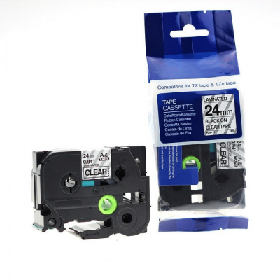 Compatible tape Brother TZ-151 / TZe-151, 24mm x 8m, black text / transparent tape