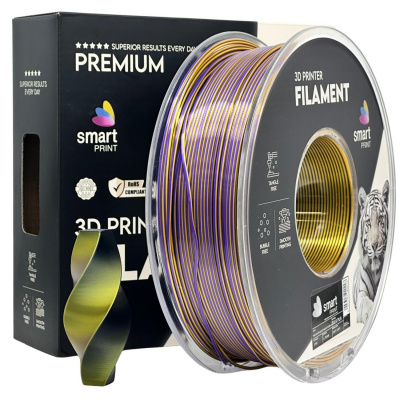 Smart Print FG-S108-E1, 3D filament, PLA Silk, 1,75mm, 1000g, Tri Color, Black, Gold, Purple