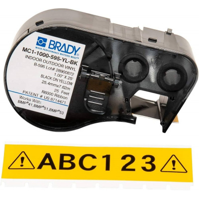 Brady M4C-500-584-YL / 170810, 12.70 mm x 6.10 m, Plastic, black text / yellow tape