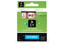 Dymo D1 45012, S0720520, 12mm x 7m, red text / clear tape, original tape