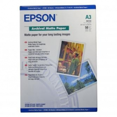 Epson Archival Matte Paper S041344 C13S041344, 29,7x42cm, A3, 50pcs, inkjet, white, photo paper