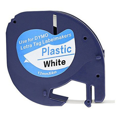 Dymo 59422, S0721560 / 91221, S0721660 LetraTag 12mm x 4m, black / white, compatible tape