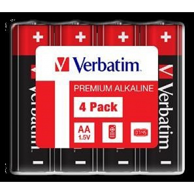 VERBATIM Alkaline Batteries AA, 4 Pack - Shrink