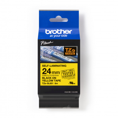 Brother TZ-SL651 / TZe-SL651 Pro Tape, 24mm x 8m, black text / yellow tape, original tape