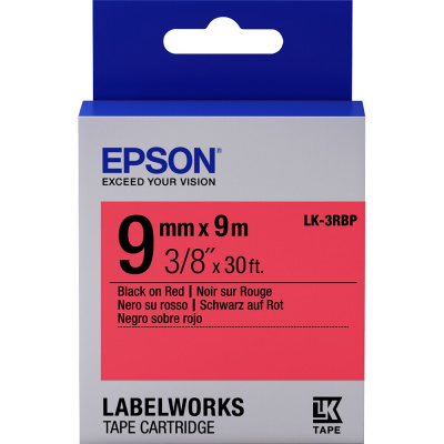 Epson LabelWorks LK-3RBP C53S653001 9mm x 9m, black text / pastel red tape, original tape