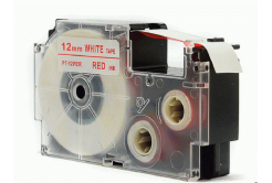 Casio XR-12WER 12mm x 8m red / white, compatible tape