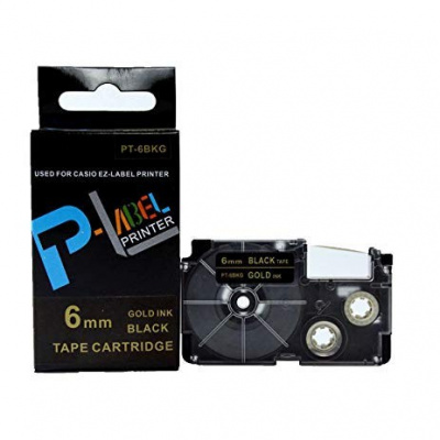 Casio XR-6BKG 6mm x 8m gold / black, compatible tape