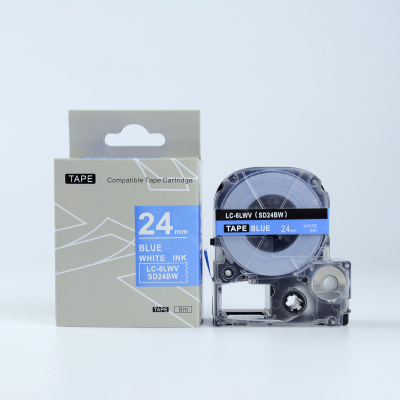 Epson LK-6LWV, SD24BW, 24mm x 9m, white text / blue tape, compatible tape