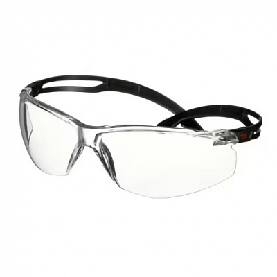 3M SecureFit 500 Safety Glasses, Scotchgard Anti-Fog, Black Frame, Clear Lens SF501SGAF-BLK (AS/AF)