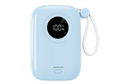 Powerton ENERGY PASTEL EDITION Power Bank 10000mAh, 2x USB-C, 22.5W, integrated cables, blue