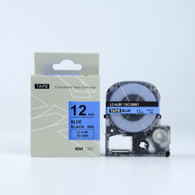 Epson LTS12BW, 12mm x 5m, blue text / white tape, compatible tape