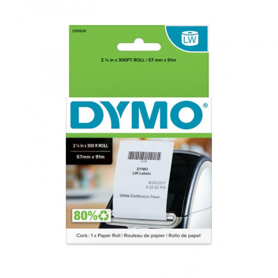 Dymo 2191636, 57mm x 91m, white non-adhesive cash register receipts