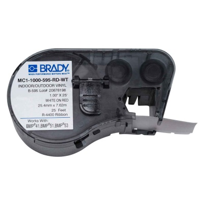 Brady MC1-1000-595-RD-WT / 131596, slef-adhesive tape 25.40 mm x 7.62 m