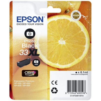 Epson T33614012, T33XL photo black original ink cartridge