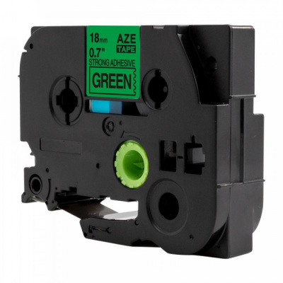 Compatible tape Brother TZ-S741 / TZe-S741, 18mm x 8m, extr.adh. black text / green tape